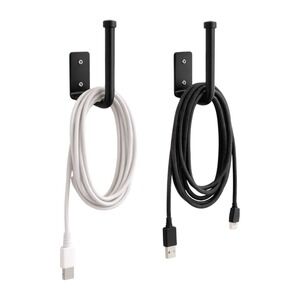 2 Pack Metal Wall Mount Cord OrganizerBlack Hat Hook Rack Scarf Holder  W/Screws